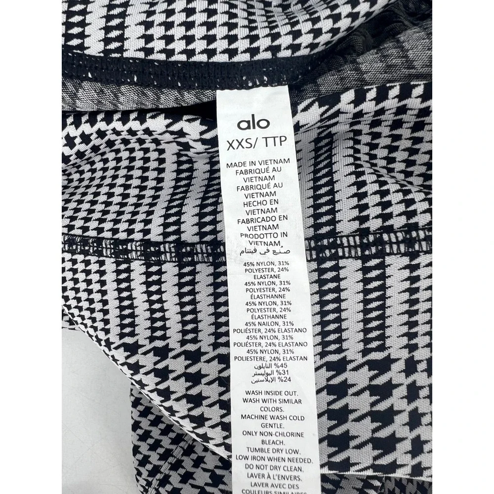 Alo Jacquard High-Waist Glenplaid Flutter Legging Titanium Black XXS